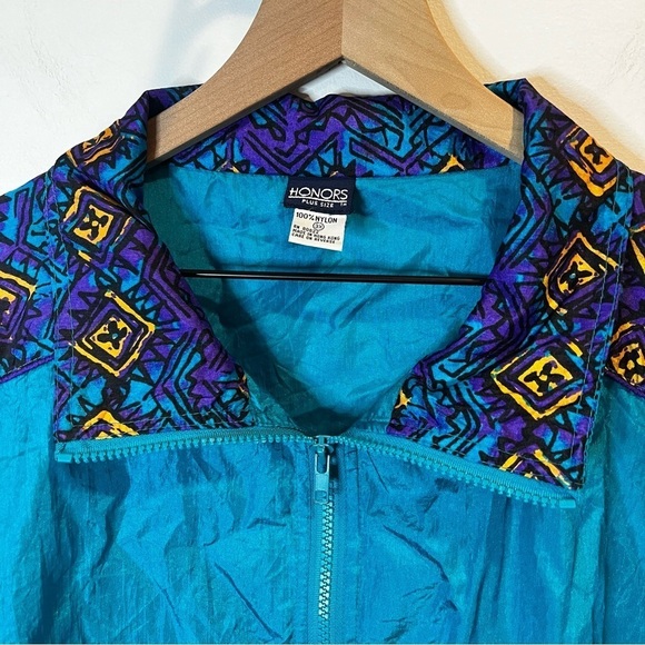 Women’s | Vintage Teal and Purple 80s Nylon Windbreaker Jacket | XXXL - Picture 3 of 8